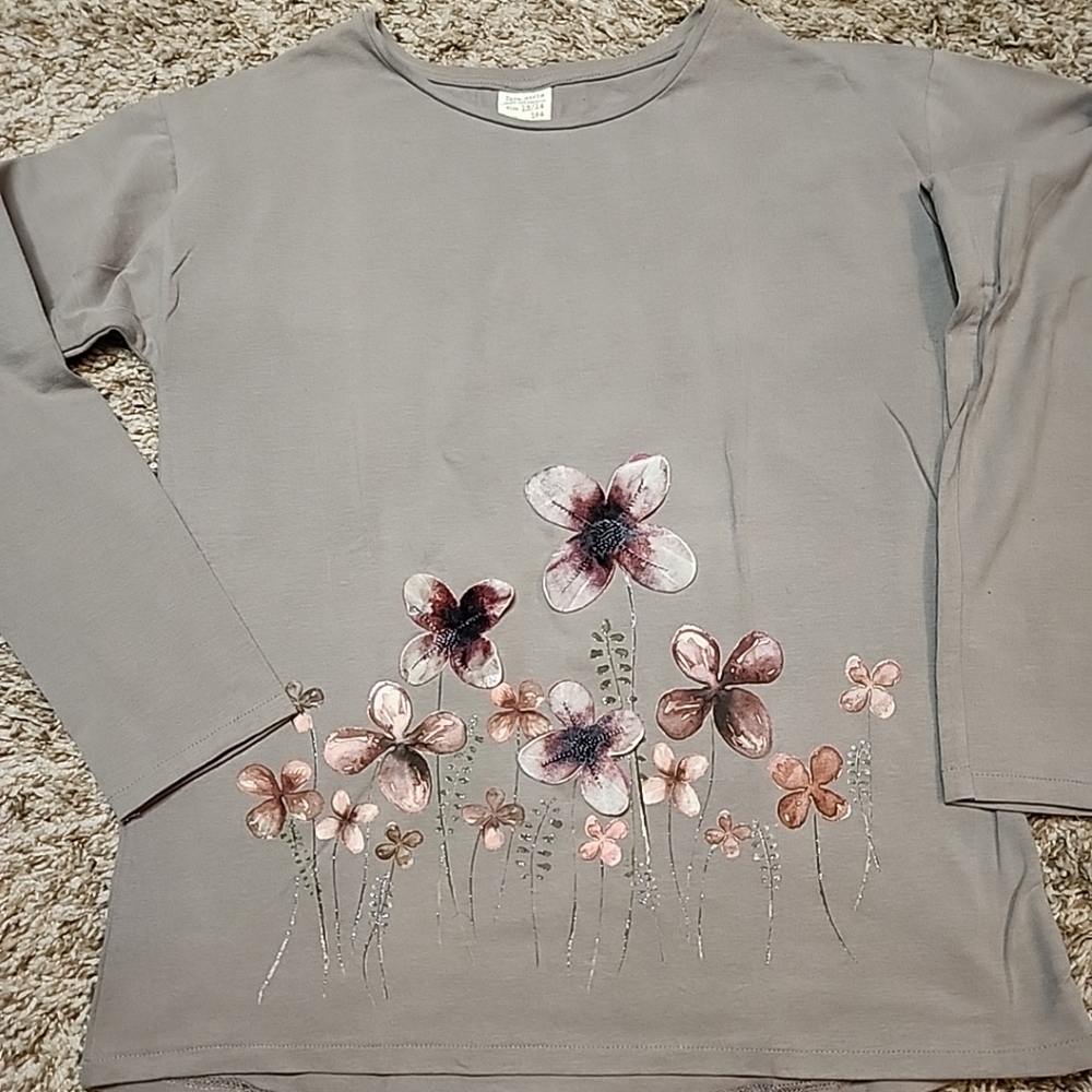 Zara Girls Brown Floral Top